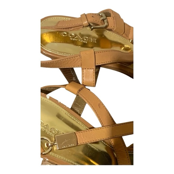 Coach Wendelle Platform Stiletto Heels with Ankle Straps in Ginger Brown Color - Picture 6 of 9